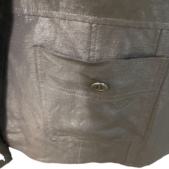 Tahari suit Blazer Silver/Metallic/Grey Set Single Breasted 3 Buttons 14P - Picture 10 of 13